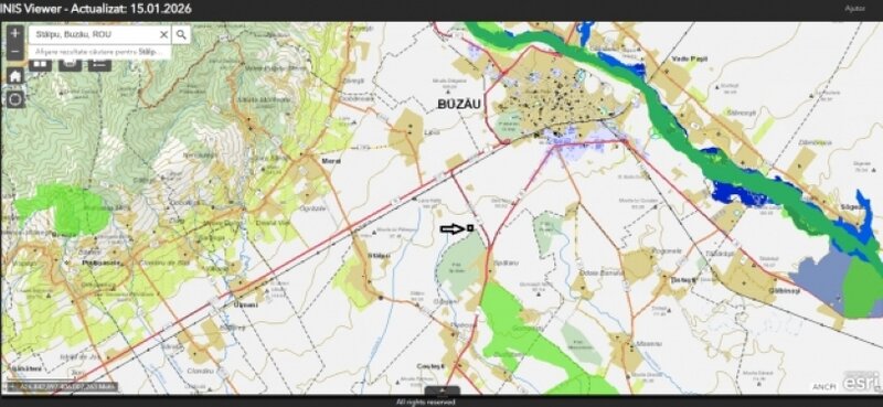 Buzau Teren de vanzare in Stalpu, deschidere 62ml, 2600 mp,28.600euro